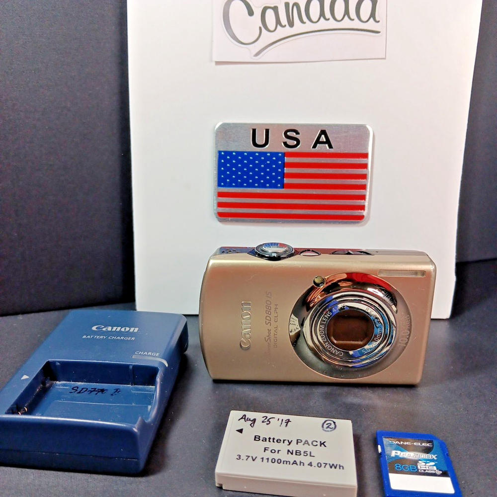 Canon Powershot SD880 IS Digital ELPH 10MP Camera SD, Battery, Charger Tested